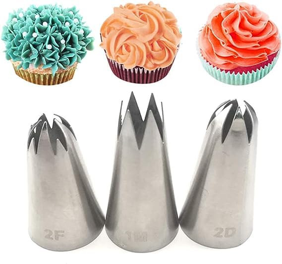 3PCS Stainless Steel Russian Pastry Tips for Cake Decorating