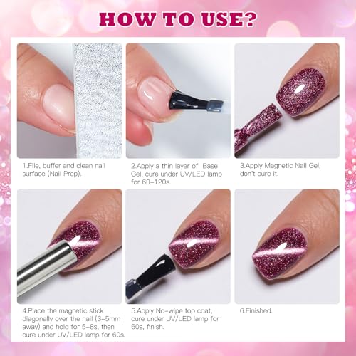 MTSSII Cat Eye Gel Nail Polish Sheer Pink Glass Jelly Magnetic Polish