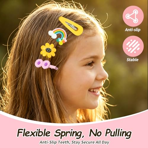 Mimoment 56Pcs Cute Cartoon Hair Clips Non-Slip Toddler Hair Accessories