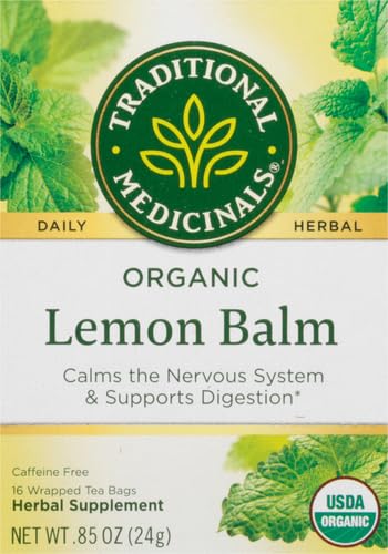 Traditional Medicinals Organic Lemon Balm Tea, Stress Relief & Digestion, 32 Count
