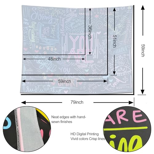 KJHL Colorful Motivational Quotes Tapestry Wall Hanging for Bedroom, 48x36 Inches