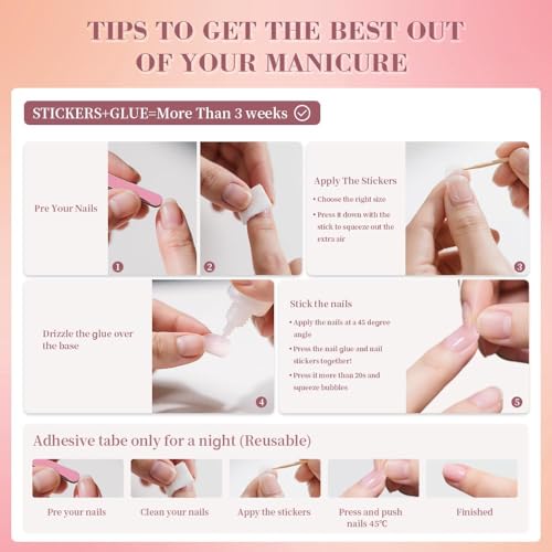 Cat Eye Press On Nails Medium Squoval Nude Pink Acrylic Fake Nails Kit