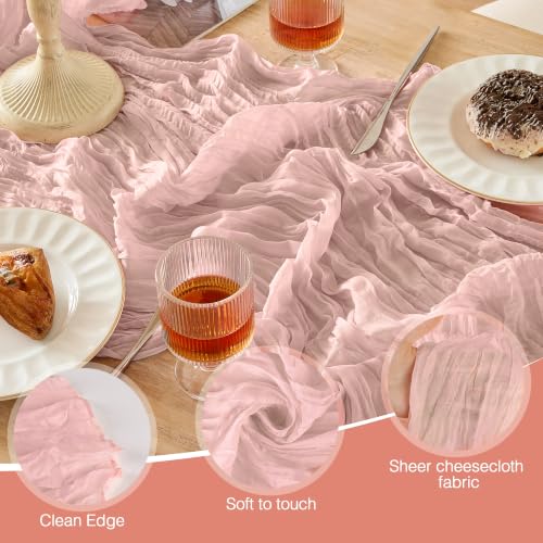 12 Pack Dusty Pink Cheesecloth Table Runner Boho Rustic Decor - 10ft