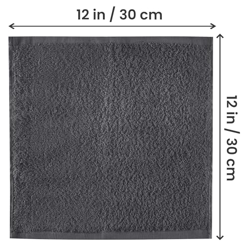 Utopia Towels 24 Pack Washcloths, 12x12 in, 100% Cotton, Grey