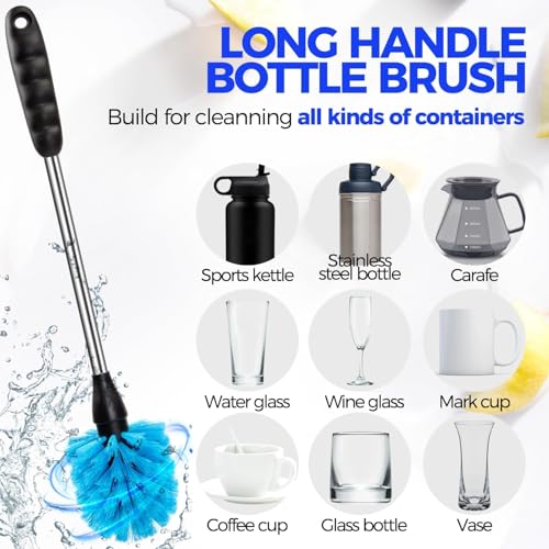 Holikme 5-Piece Bottle and Straw Cleaning Brush Set, 14" Blue