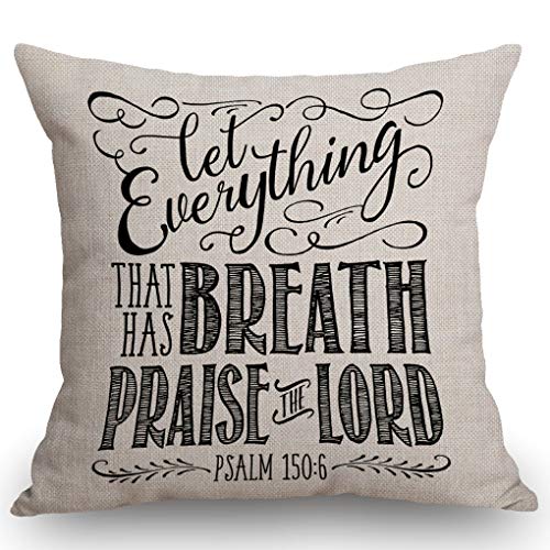 Christian Bible Verse Throw Pillow Cover - 18x18 Cotton Linen