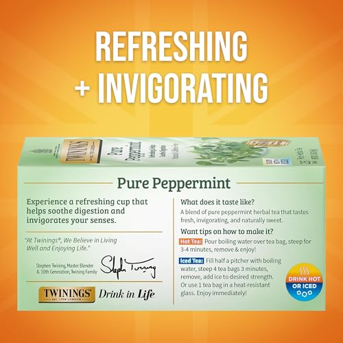 Twinings Pure Peppermint Herbal Tea Bags, Caffeine-Free, 150 Count