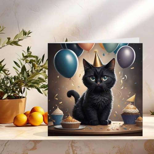 Black Cat Birthday Card - Premium Eco-Friendly Greeting Card