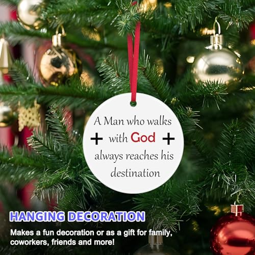 Inspirational Ceramic Christmas Ornament with Bible Verse
