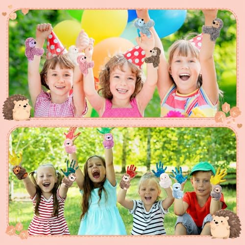 Kids Plush Hedgehog Bracelets - 8 Pack Soft Collectible Toys for Children