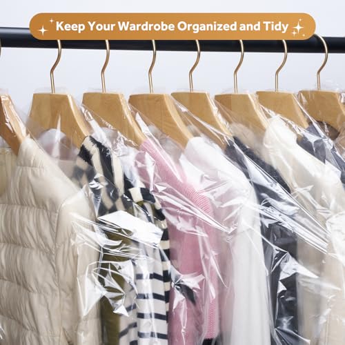 43 Pack Clear Garment Storage Bags for Clothes Dry Cleaning & Organization