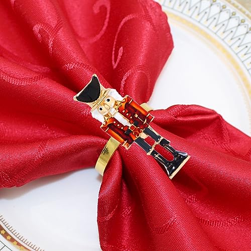 6pcs Metal Nutcracker Napkin Rings Christmas Napkin Holders Holiday Decor