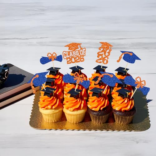 Graduation Cupcake Toppers - 36Pcs Class of 2026 Decorations
