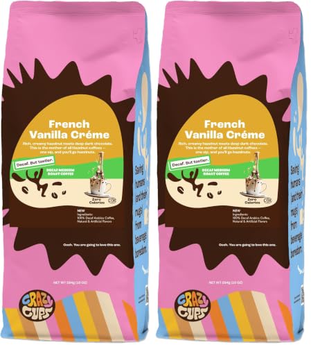 Crazy Cups Decaf French Vanilla Crème Ground Coffee, 10 oz (Pack of 2)