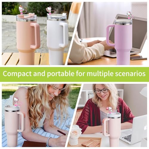7-Piece Cute Silicone Straw Cover Set for Stanley 40oz Tumbler - Pink