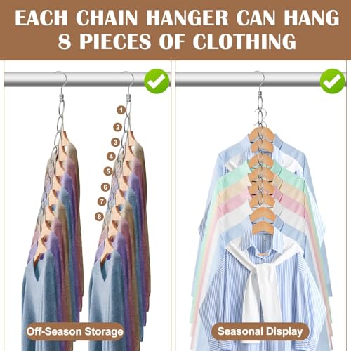 Metal Space Saving Clothing Chain Hangers - 5 Pack for Closet Organization