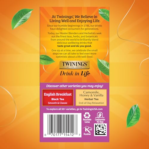 Twinings Darjeeling Black Tea Bags - Light, Delicate Flavor, 20 Count