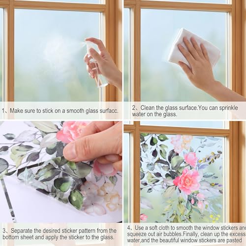 Reusable Floral Window Clings - 6 Sheets Summer Decor