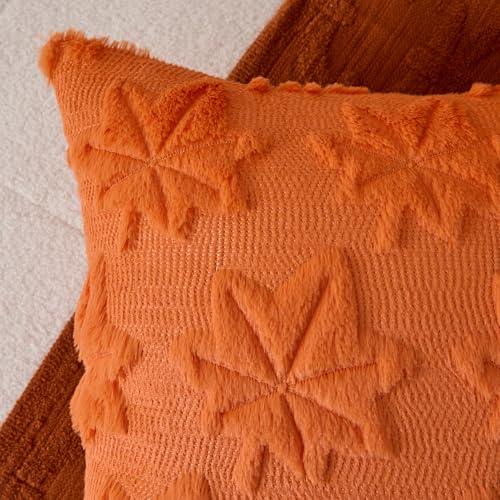UGASA 18x18 Inch Fall Leaves Pillow Covers Set of 2 - Orange