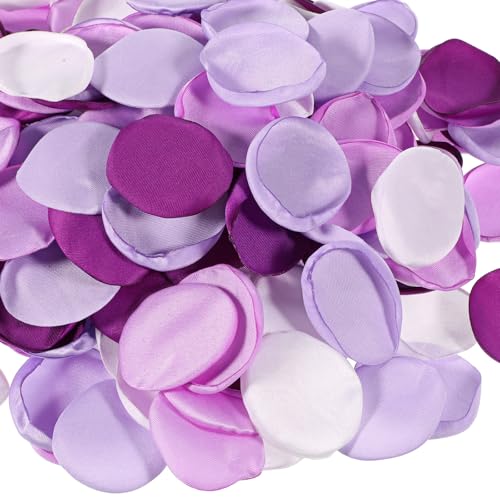 200Pcs Purple & White Silk Rose Petals for Weddings & Decor