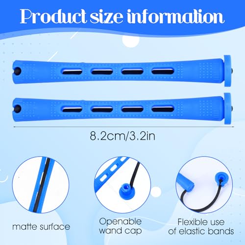 MBAIYO 20 Pcs Plastic Perm Rods 0.35 Inch Blue Hair Curling Rollers