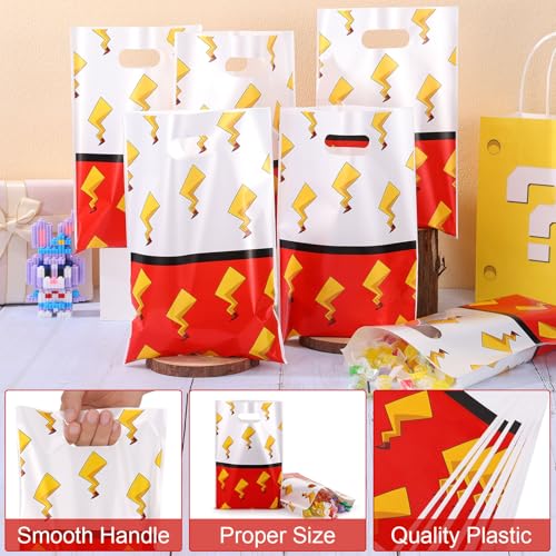 50 Pcs Cartoon Birthday Gift Bags - Red & White Party Favor