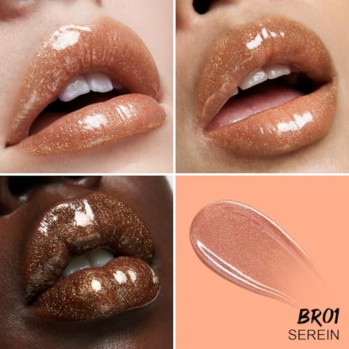 FOCALLURE Glitter Lip Gloss, Long-Lasting Hydrating Shimmer Lip Glaze