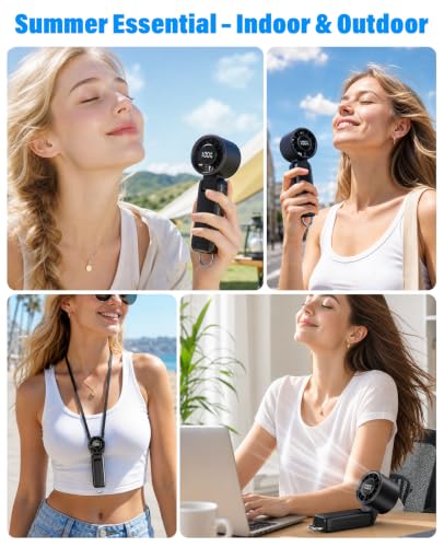 Platstudy Black Foldable Handheld Fan with 5000mAh Battery
