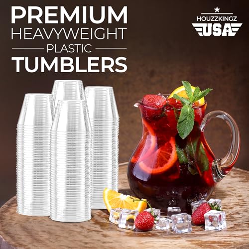 HOUZZKINGZ 5 oz Clear Plastic Cups - Disposable Water & Cocktail Glasses