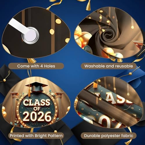 Class of 2026 Graduation Backdrop | Black Gold Photo Props