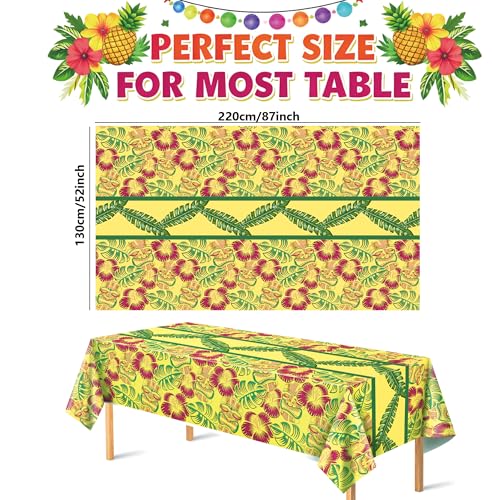 Luau Party Decorations - Hawaiian Tablecloths, 2 Pack, 51.2x86.6in