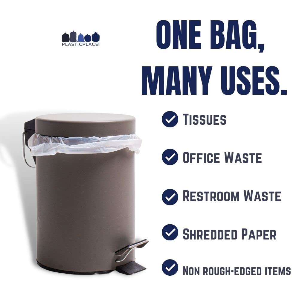 Plasticplace 12-16 Gallon Trash Bags, Clear High Density Garbage Bags Liners, 24" x 33" (1000 Count), Leak-Proof, Durable Offices, Schools, Cleaning Services Trashbags Heavy Duty Can Liner, 8 Microns
