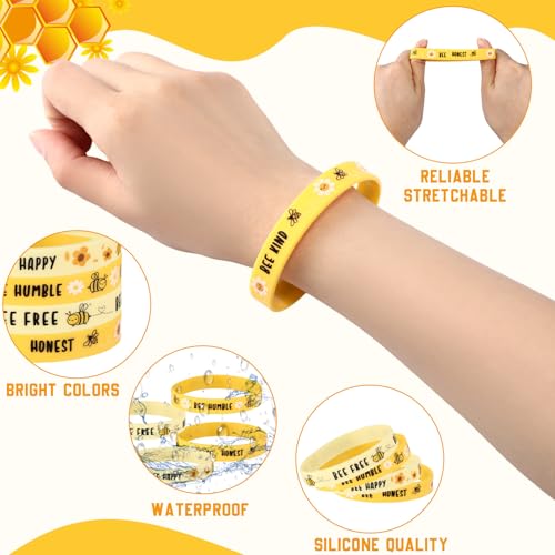 Knitgrip 24 Set Bee Silicone Bracelets with Motivational Cards