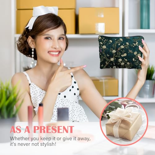 Chinoiserie Bird Makeup Bag Vintage Floral Cosmetic Zipper Pouch