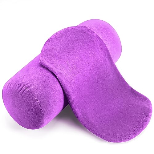 Newwiee Purple Neck Roll Pillow Covers (2 Pack) - 16 x 6 Inch Plush