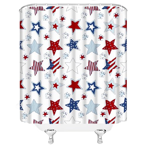 4th of July Shower Curtain 70x70 Inches - Patriotic Stars & Stripes