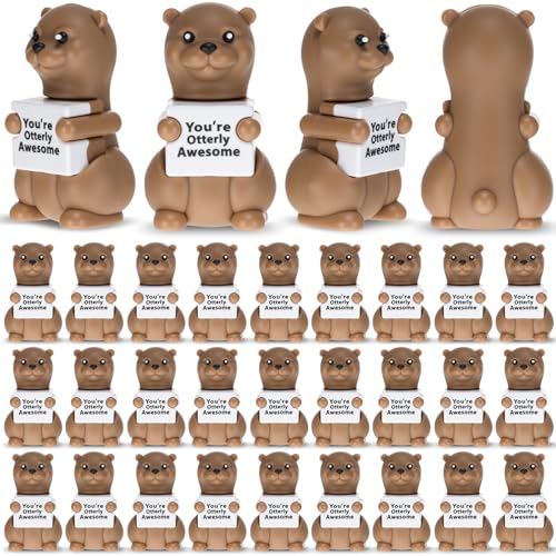 25 Mini Sea Otter Figurines - Cute Otter Statues for Creative Fun