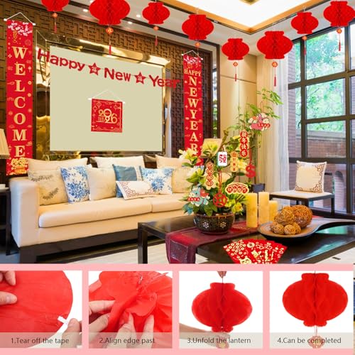 53-Piece Lunar New Year Decorations Set 2026 - Chinese Couplets & Lanterns