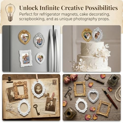 16 Pcs Vintage Mini Picture Frames - Antique Resin Photo Frames