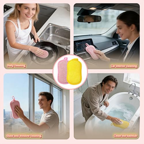 Dual-Sided Heavy Duty Kitchen Scrubbing Sponges - Lint-Free & Durable