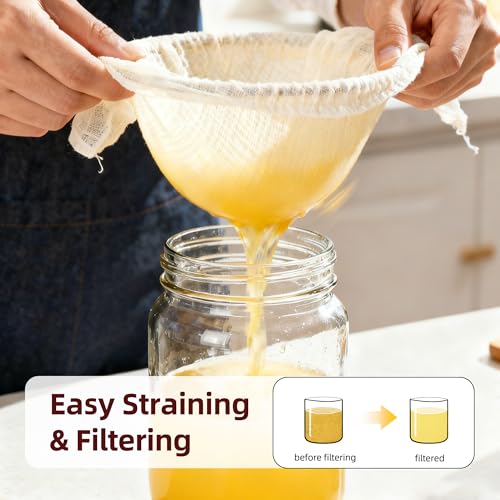 6-Pack Unbleached Cotton Cheesecloth 20x20" - Food-Grade for Nut Milk & Cheese