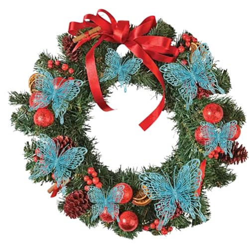 12-Pack 3D Glitter Butterflies for Christmas Tree Decor - 5 Inch