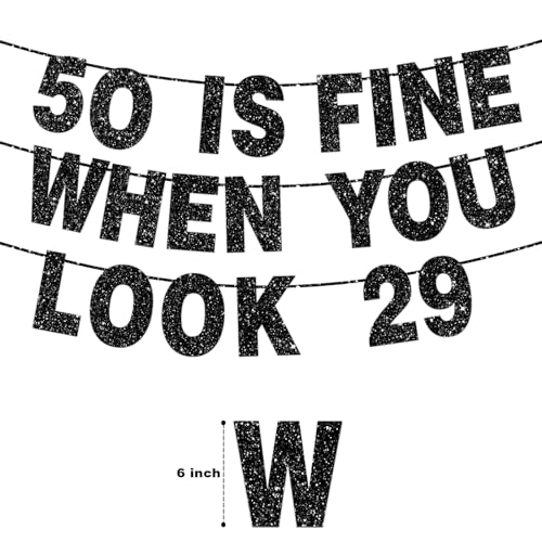 50 is Fine When You Look 39 Black Birthday Banner for Women
