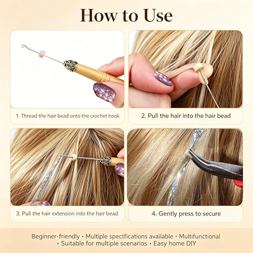 HandWig 500PCS 5mm Micro Ring Beads for Hair Extensions Brown