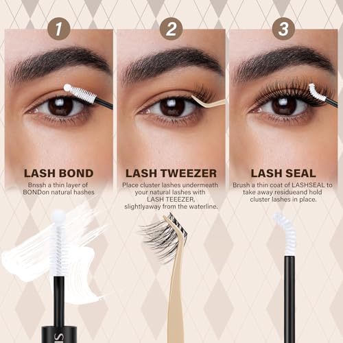 JMS&JMS Fluffy Lash Clusters Kit with Bond, Seal, Remover, and Tweezers