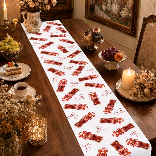 Gisgfim Red Bow Dirty Soda Bar Table Runner - 2 Pcs Flax Party Decor