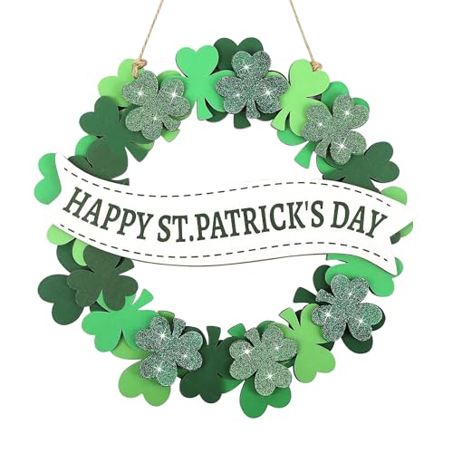 St. Patrick's Day Wooden Door Sign - 11" Shamrock Wreath