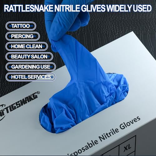 Rattlesnake Blue Textured Nitrile Gloves - 4 Mil, Latex-Free, Disposable (Pack of 100)