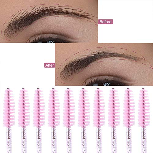 Tbestmax 100-Pack Disposable Eyelash Brushes & Mascara Wands - Pink