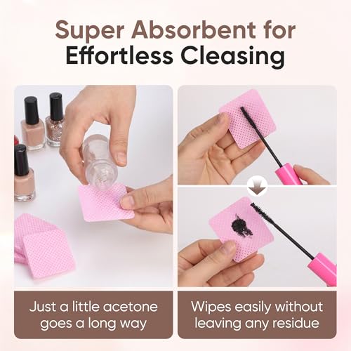 FEBABACI 1200 Pcs Lint-Free Nail Wipes - Acetone Remover & Gel Polish Pads